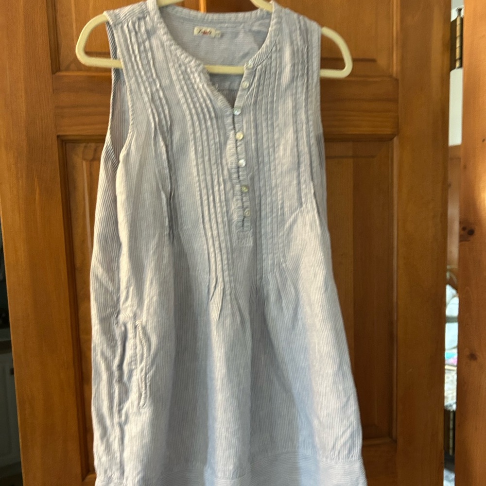Light Blue Sleeveless Pintuck Shift Dress